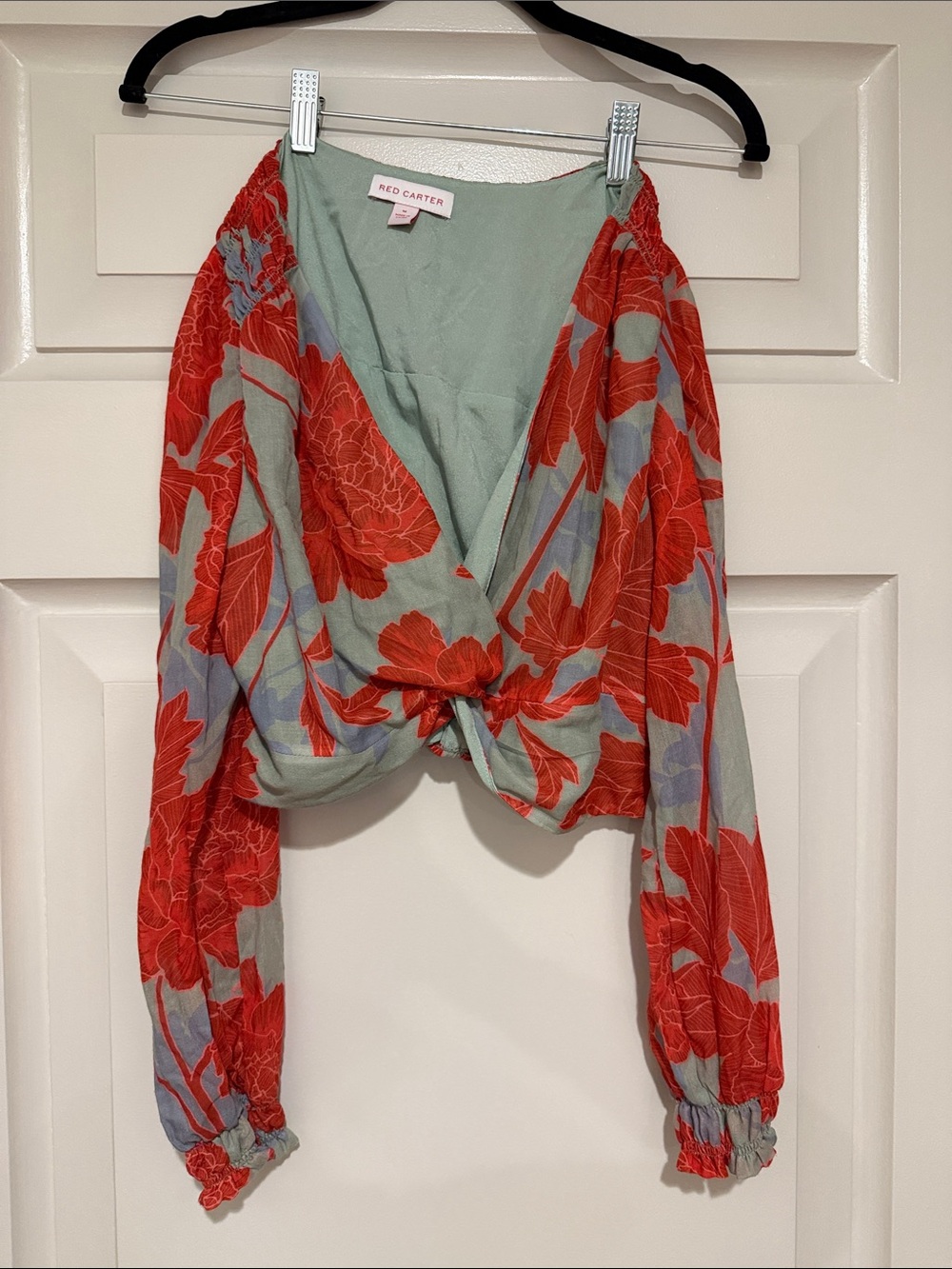Red Carter Twist-Front Crop Top